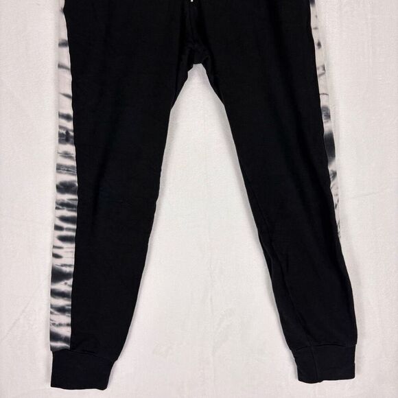 Monrow Black with Black & White Tie Dye Sides Jogger Sweatpants Size XS - Picture 3 of 12